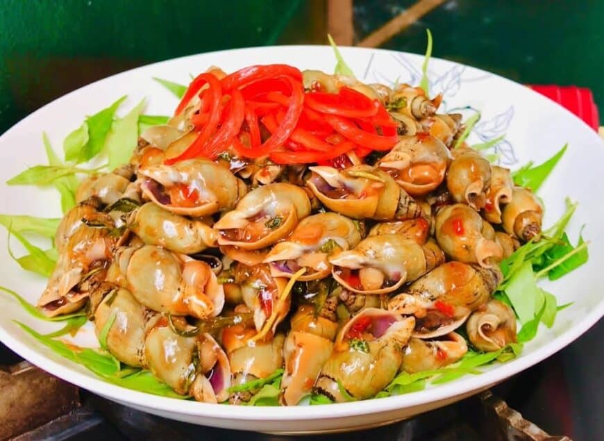 Ốc cà na xào me, thực phẩm sạch