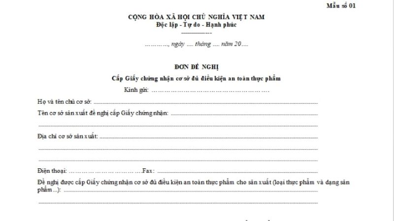 giấy phép vệ sinh an toàn thực phẩm