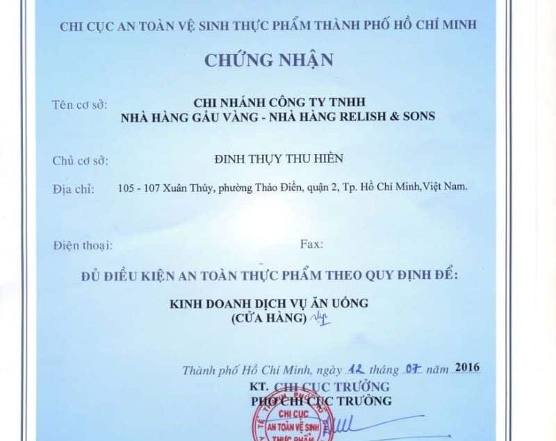 giấy phép vệ sinh an toàn thực phẩm