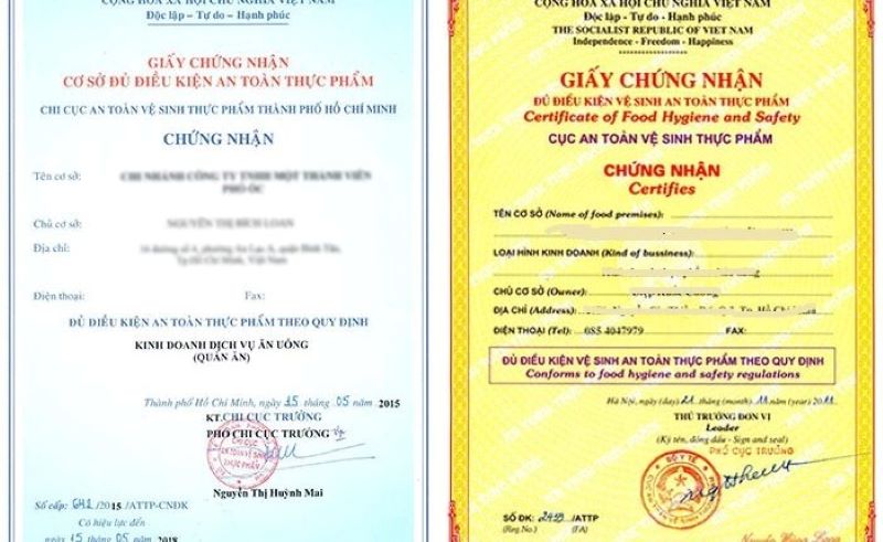 giấy phép vệ sinh an toàn thực phẩm