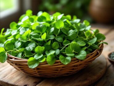 Combo rau má hữu cơ cho gia đình tươi xanh trong giỏ tre
