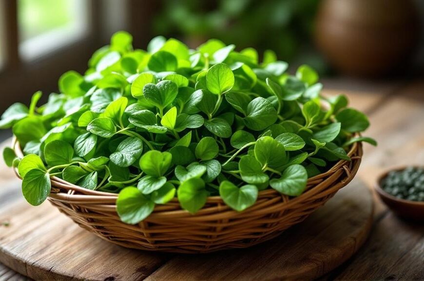 Combo rau má hữu cơ cho gia đình tươi xanh trong giỏ tre