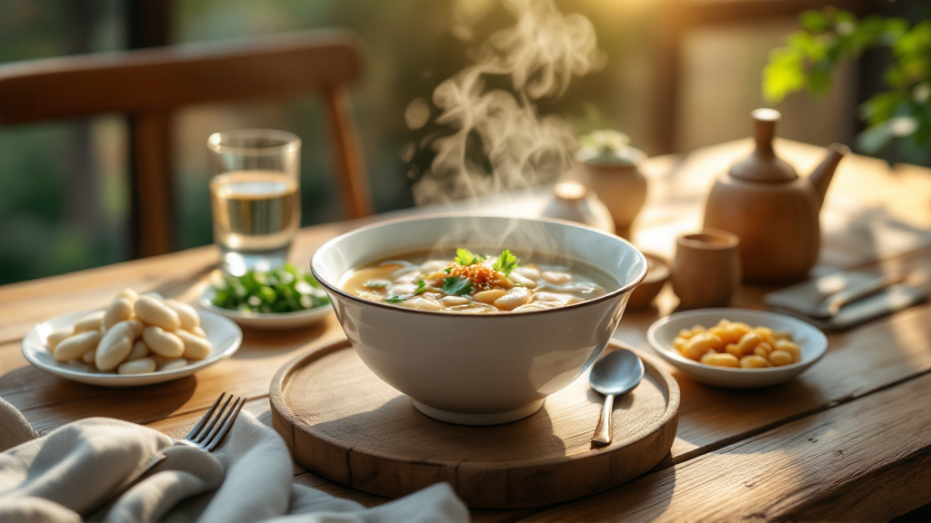 Bữa ăn dinh dưỡng cho mẹ bầu với canh đậu ván và bầu
