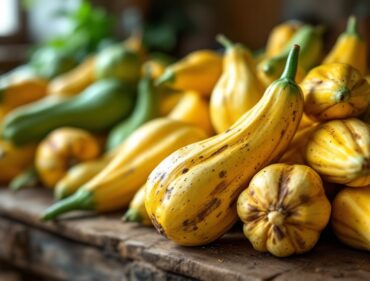 Các loại đậu bầu không nên ăn – đậu bầu già, có đốm và đậu bầu tươi đặt cạnh nhau trên mặt gỗ