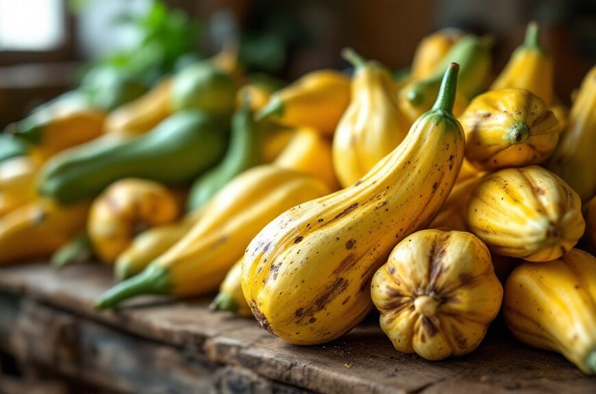 Các loại đậu bầu không nên ăn – đậu bầu già, có đốm và đậu bầu tươi đặt cạnh nhau trên mặt gỗ